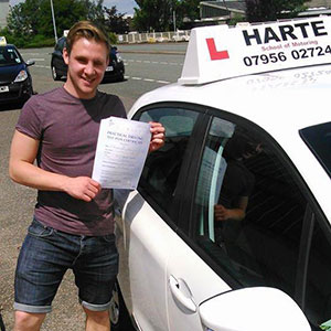 Happy young man after first time pass in sheffield.
